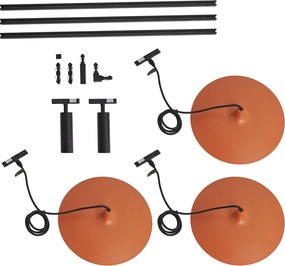 Moderný koľajnicový systém čierny s 2 bodovými svetlami a 3 závesnými svetlami oranžový 1-fázový - Slimline Uzzy Panzi