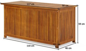 Casaria Drevený úložný box ACACIA, 117x50x59cm, prírodná hnedá