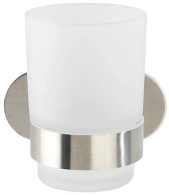 Samodržiaci sklenený téglik na zubné kefky v matne striebornej farbe Orea – Wenko