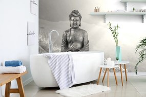 Tapeta čiernobiely Buddha v meditačnej polohe
