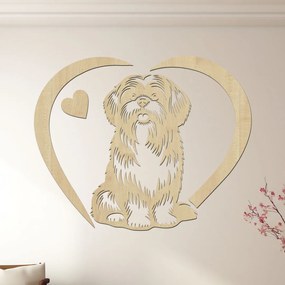 dřevo života Drevený obraz psa Shih Tzu so srdcom Rozmery - cm: 40x32, Zvoľte farbu dekoru: Javor