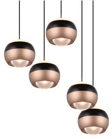 LED závesné svietidlo s kovovým tienidlom ø 30 cm v čierno-medenej farbe Orbit - Trio Select