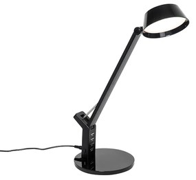 Stolná lampa čierna s dotykom vrátane LED s USB pripojením - Edward