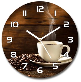 Sklenené nástenné hodiny okrúhle Šálka kávy pl_zso_30_f_54604060