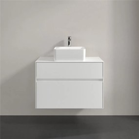 VILLEROY &amp; BOCH Collaro závesná skrinka pod umývadlo na dosku (umývadlo v strede), 2 zásuvky, 800 x 500 x 548 mm, White Matt, C03700MS