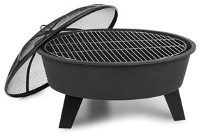 Blumfeldt Nolana, ohnisko a gril 2 v 1, Ø 73 cm ochrana pred iskrami, Ø 64 cm gril, oceľ, čierna