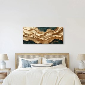 Obraz - Zelená abstrakcia so zlatom II. (120x50 cm)