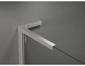 Mexen Kioto+ L, sprchová zástena Walk-In s poličkou a vešiakom 100 x 200 cm, 8mm číre sklo čierny vzor, brúsená oceľ profil, 800-100-123-97-77