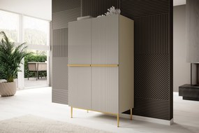 Vysoká komoda Nicole 100 cm – kašmírová / zlaté nožičky