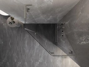 Mexen Lunar, L pravý výklopný päťuholníkový sprchový kút 100x100 cm, 8mm číre sklo, oceľový profil, 831L-100P-100L-97-00-P