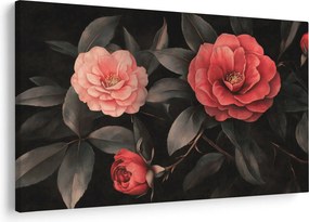 Obraz - Červené kvety na tmavom pozadí (90x60 cm)