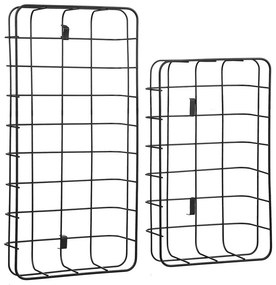 GRID Etažér s dvoma drôtenými košmi - čierna