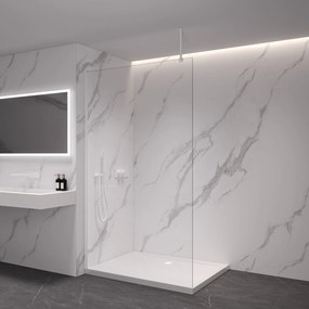 CERANO - Sprchová zástena Walk-in Onyx Top L/P - guľatá vzpera - biela matná, transparentné sklo - 120x200 cm, CER-CER-8050BD1468