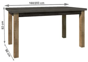 Kondela Jedálenský stôl, 160x90cm, rozkladací,  DTD, dub lefkas tmavý, smooth sivý, MONTANA STW