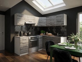 Kuchynská linka Belini 360 cm šedý antracit Glamour Wood s pracovnou doskou Lidiauniqa  TOR LIDIAUNIQA3/4/WT/GW1/0/E