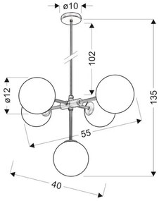 Luster na lanku MATI 5xG9/28W/230V