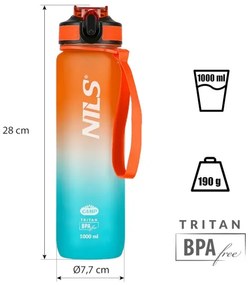 Tritanová fľaša na pitie NILS Camp NCD68 1000 ml oranžovo-modrá
