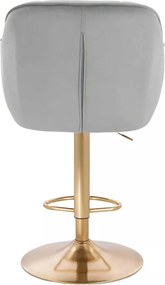 LuxuryForm DESIGN Barová stolička AVOLA VELUR na zlatom tanieri - svetlo šedá