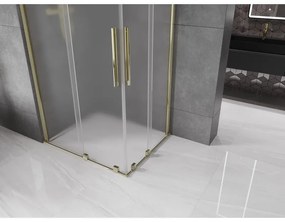 Mexen Velar Duo, sprchový kút s posuvnými dverami 100 x 90 cm, 8mm sklo námraza, zlatá lesklá, 871-100-090-32-50