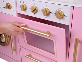 Veľká interaktívna drevená kuchyňa s pôvabnými zlatými doplnkami a kávovarom ZA5933