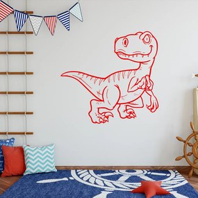 Veselá Stena Samolepka Dinosaurus Farba: červená, Veľkosť: 60 x 56 cm