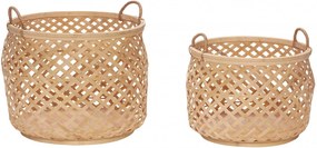 Hübsch Okrúhly bambusový kôš s uchami Natural Menší