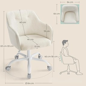 Kancelárska stolička SABINA, max. 110kg, biela/béžová SongmicsHome