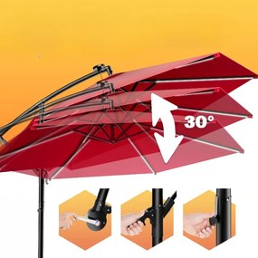 InternetovaZahrada LED slnečník Mali Ø350 cm - červený