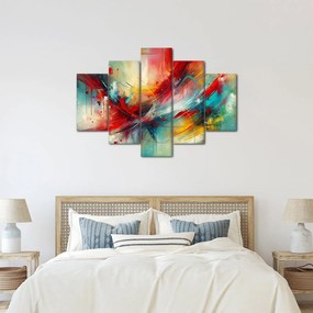 Obraz – Abstrakcia s červenou (150x105 cm)