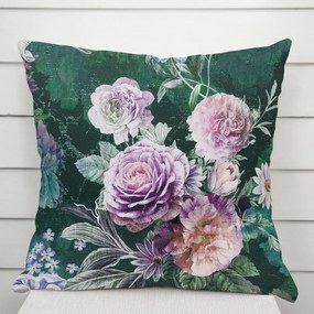 Biante Dekoračná obliečka na vankúš Parma PM-114 Fialové kvety na tmavo zelenom 30 x 50 cm
