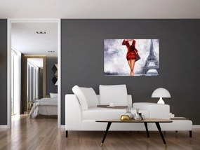 Obraz - Žena a Eiffelova veža (90x60 cm)