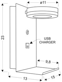 LED Nástenné svietidlo s nabíjačkou COMPACT LED/4W/230V