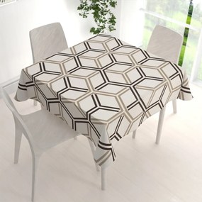 Biante Bavlnený štvorcový obrus Sandra SA-558 Hnedé hexagóny na krémovom 110x110 cm