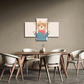 Obraz - Béžový medvedík s korunkou (90x60 cm)