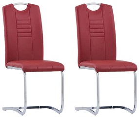 Jedálenské stoličky, perová kostra 2 ks, červené, umelá koža 281781