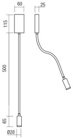 Redo 01-4475 - LED flexibilná lampička WALLIE LED/3W/230V USB CRI 90 bronzová