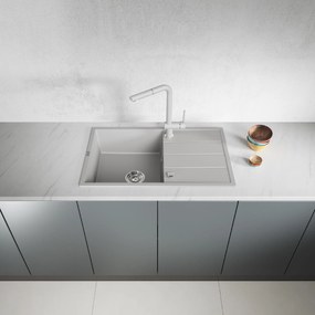 Laveo Wolin, 1-komorový granitový drez 780x480x185 mm, šedá, LAV-SPW_511T