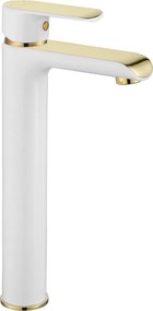 Rea Bloom - vysoká umývadlová batéria, biela-zlatá, REA-B9931