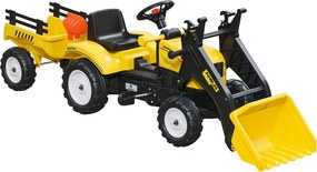 HOMCOM Pedálový traktor s prívesom a nastaviteľným nakladačom pre deti od 3 rokov, žltý | Aosom