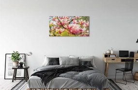 Sklenený obraz ružová magnólia 125x50 cm