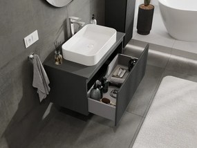 Mexen Rivel, kúpeľňová skrinka 90 cm, 1 zásuvka, drážkovaná, grafitová matná, 91A20-09047-1-BF66