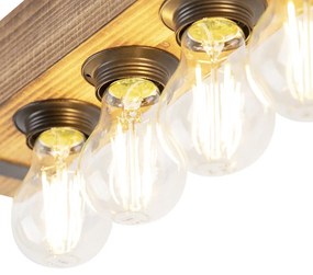 Inteligentné priemyselné stropné svietidlo drevo s oceľou vrátane 4 WiFi A60 - Reena