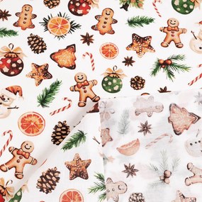 Biante Vianočný bavlnený záves Sandra SA-516 Vianočné perníčky a ozdoby na bielom 150x190 cm