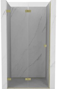 Mexen, Mexen Lunar-F skladacie ľavé sprchové dvere 60 cm, transparentné, brúsené zlaté - 836-060-000-55-00-L