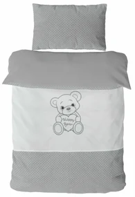 2-dielne HAPPY BEAR, obliečky do postieľky, Grey