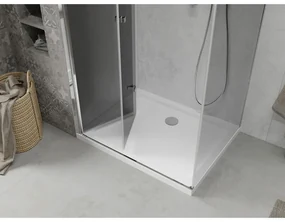 Mexen Lima, sprchový kút so skladacími dverami 80 (dvere) x 110 (stena) cm, 6mm šedé sklo, chrómový profil + slim sprchová vanička biela + chrómový sifón, 856-080-100-01-40-4010