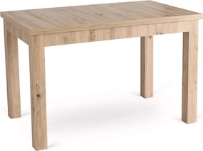 Sada stola SKUBI 120-160 cm Artisan Oak a 4 béžových stoličiek RODRI