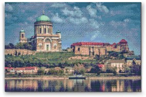 Gario Diamantové maľovanie Ostrihomská bazilika Rozmery: 60 x 40 cm, Rámovanie: Iba zrolované plátno, Diamanty: Štvorcové