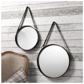 Dekorstudio Okrúhle Retro zrkadlo na koženom páse 60cm