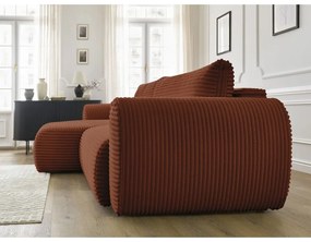 Menčestrová rozkladacia rohová pohovka v tehlovej farbe (ľavý roh) Lucien – Bobochic Paris